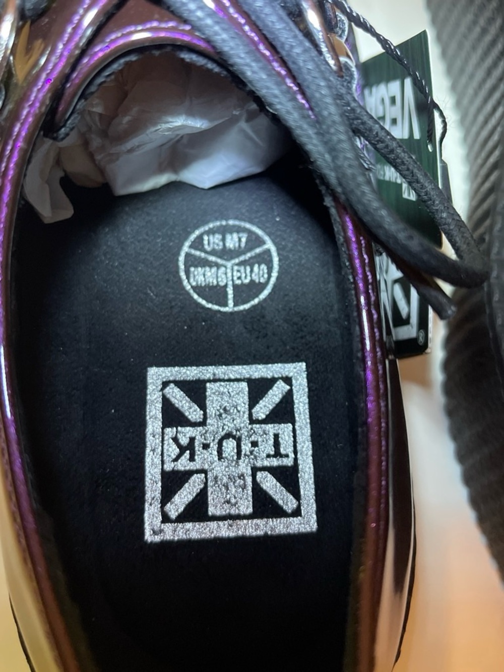 T.U.K Iridescent Purple Lace-Up Creeper Oxfords - Picture 6 of 7